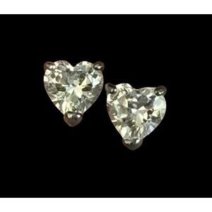 Vtg 5mm Clear CZ Heart Stud Earrings Sterling Silver 925